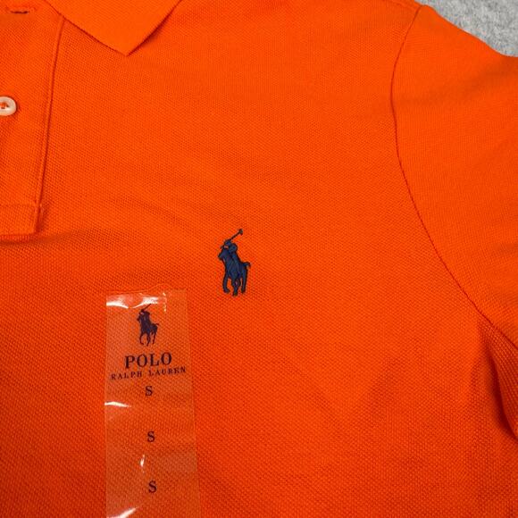 Polo Ralph Lauren Men's Small Orange Collared Shirt Short Sleeve Blue Pony NWT - Picture 3 of 5